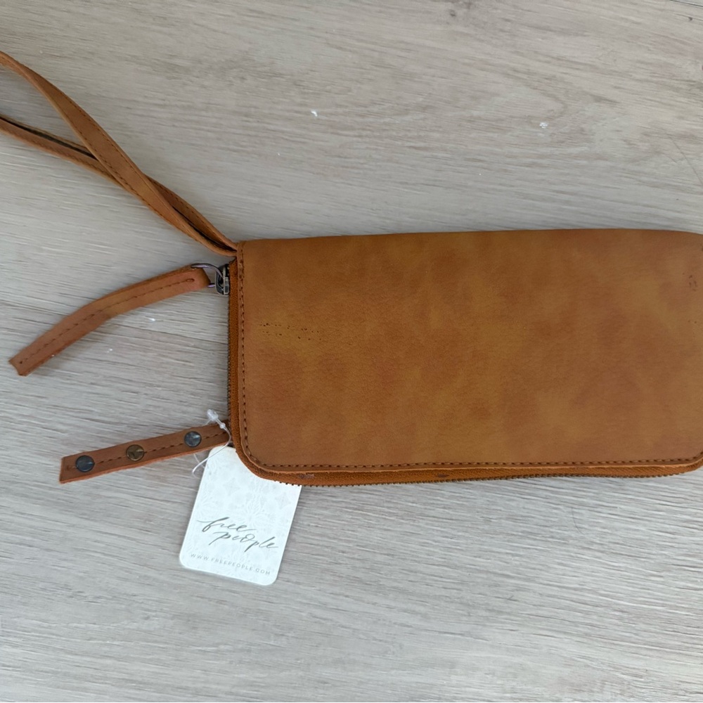 Free People Tan  vegan Leather Wristlet NWT